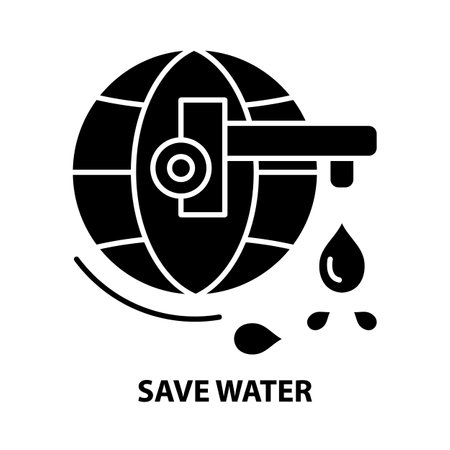 save water icon, black vector sign with editable strokes, concept illustrationのイラスト素材