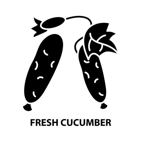 fresh cucumber icon, black vector sign with editable strokes, concept illustrationのイラスト素材