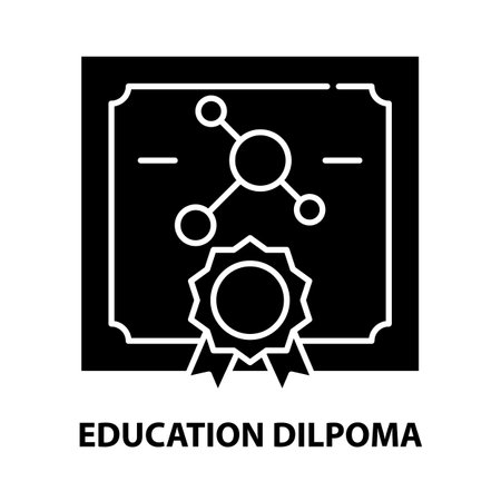 education dilpoma icon, black vector sign with editable strokes, concept illustrationのイラスト素材