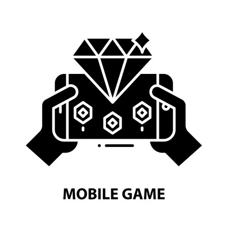 mobile game icon, black vector sign with editable strokes, concept illustrationのイラスト素材