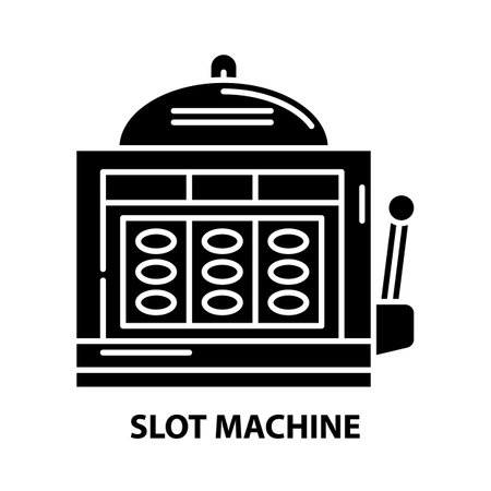 slot machine icon, black vector sign with editable strokes, concept illustrationのイラスト素材