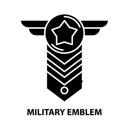 military emblem icon, black vector sign with editable strokes, concept illustrationのイラスト素材