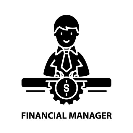 financial manager icon, black vector sign with editable strokes, concept illustrationのイラスト素材