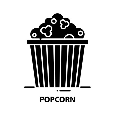 popcorn icon, black vector sign with editable strokes, concept illustrationのイラスト素材