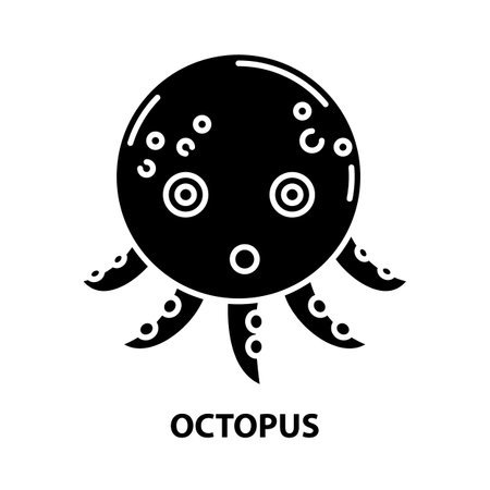 octopus icon, black vector sign with editable strokes, concept illustrationのイラスト素材