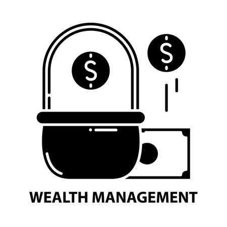 wealth management icon, black vector sign with editable strokes, concept illustrationのイラスト素材