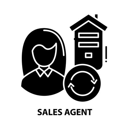 sales agent icon, black vector sign with editable strokes, concept illustrationのイラスト素材