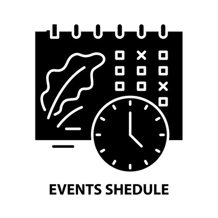 events shedule icon, black vector sign with editable strokes, concept illustrationのイラスト素材