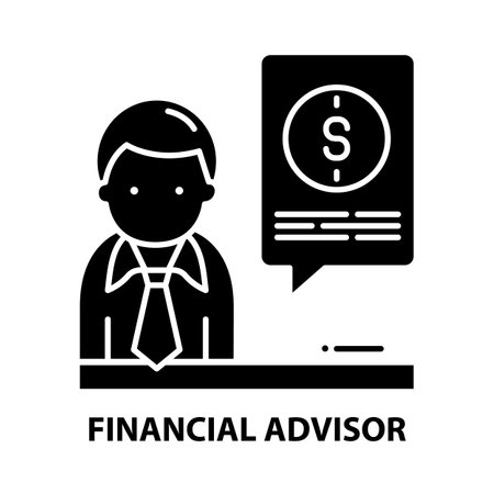 financial advisor icon, black vector sign with editable strokes, concept illustrationのイラスト素材