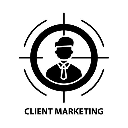 client marketing icon, black vector sign with editable strokes, concept illustrationのイラスト素材
