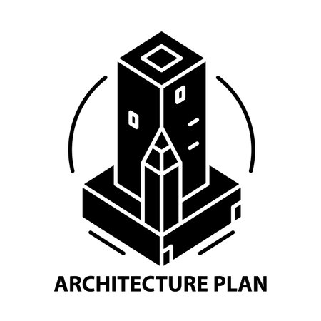 architecture plan icon, black vector sign with editable strokes, concept illustrationのイラスト素材
