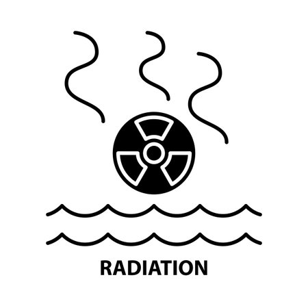 radiation icon, black vector sign with editable strokes, concept illustrationのイラスト素材