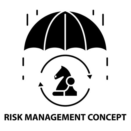 risk management concept icon, black vector sign with editable strokes, concept illustrationのイラスト素材