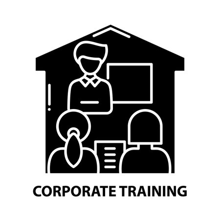 corporate training icon, black vector sign with editable strokes, concept illustrationのイラスト素材