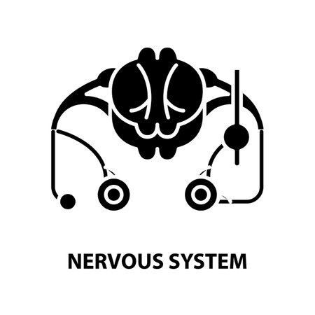 nervous system icon, black vector sign with editable strokes, concept illustrationのイラスト素材