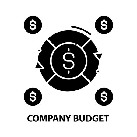 company budget icon, black vector sign with editable strokes, concept illustrationのイラスト素材
