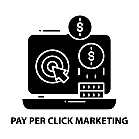 pay per click marketing icon, black vector sign with editable strokes, concept illustrationのイラスト素材