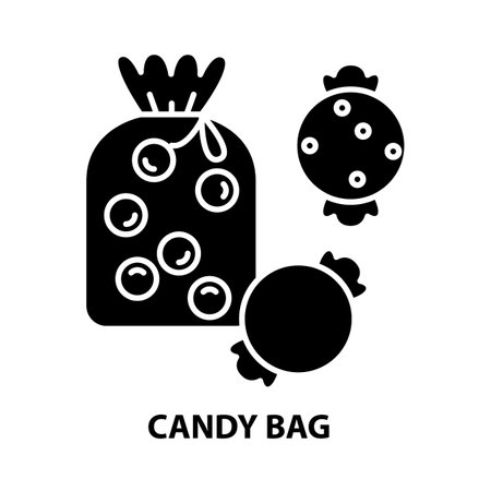candy bag icon, black vector sign with editable strokes, concept illustrationのイラスト素材