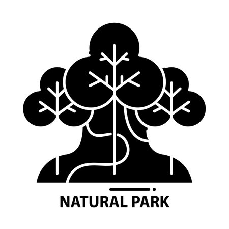 natural park icon, black vector sign with editable strokes, concept illustrationのイラスト素材