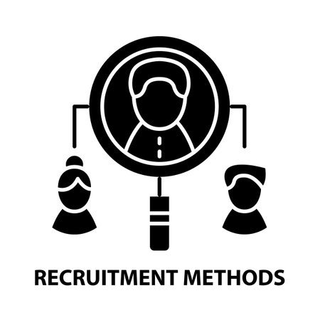 recruitment methods icon, black vector sign with editable strokes, concept illustrationのイラスト素材