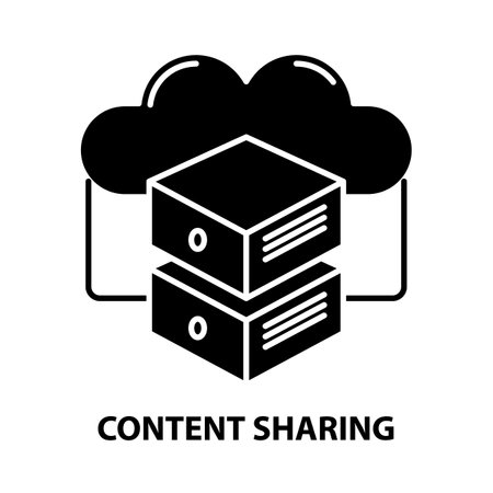 content sharing symbol icon, black vector sign with editable strokes, concept illustrationのイラスト素材
