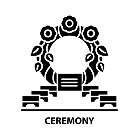 ceremony icon, black vector sign with editable strokes, concept illustrationのイラスト素材
