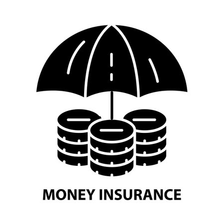 money insurance icon, black vector sign with editable strokes, concept illustrationのイラスト素材