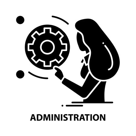 administration icon, black vector sign with editable strokes, concept illustrationのイラスト素材