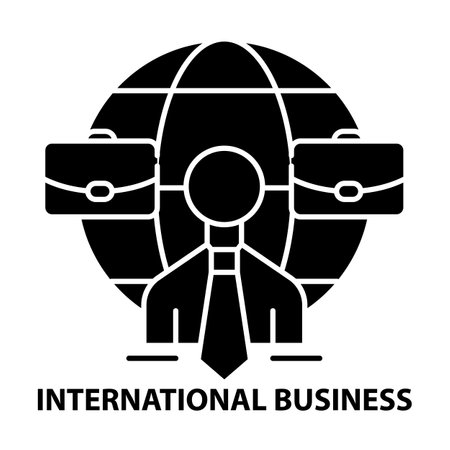 international business icon, black vector sign with editable strokes, concept illustrationのイラスト素材