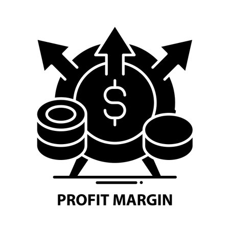 profit margin icon, black vector sign with editable strokes, concept illustrationのイラスト素材