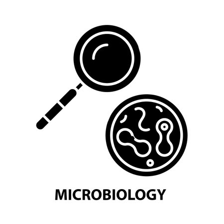 microbiology icon, black vector sign with editable strokes, concept illustrationのイラスト素材