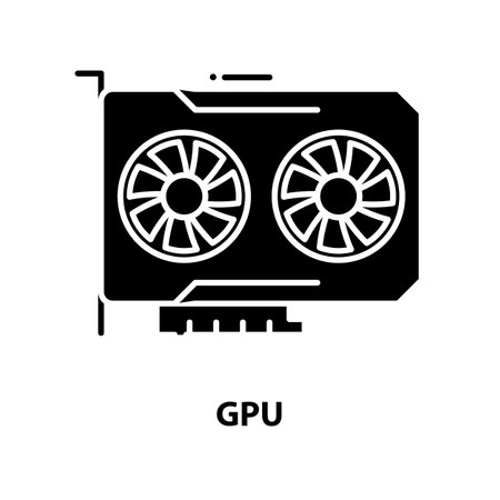 gpu icon, black vector sign with editable strokes, concept illustrationのイラスト素材