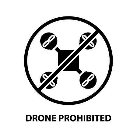 drone prohibited icon, black vector sign with editable strokes, concept illustrationのイラスト素材