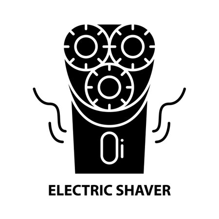 electric shaver icon, black vector sign with editable strokes, concept illustrationのイラスト素材