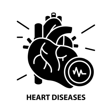 heart diseases icon, black vector sign with editable strokes, concept illustrationのイラスト素材