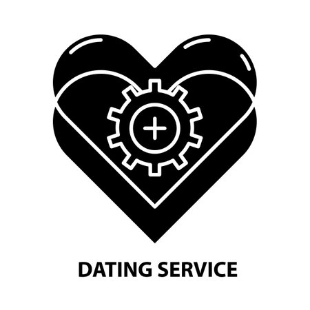 dating service icon, black vector sign with editable strokes, concept illustrationのイラスト素材