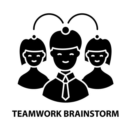 teamwork brainstorm icon, black vector sign with editable strokes, concept illustrationのイラスト素材