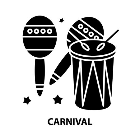 carnival icon, black vector sign with editable strokes, concept illustrationのイラスト素材