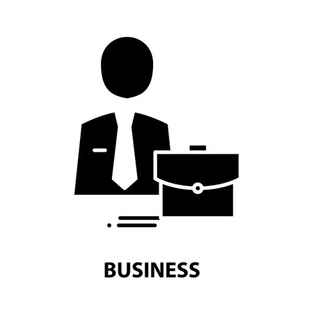 business icon, black vector sign with editable strokes, concept illustrationのイラスト素材