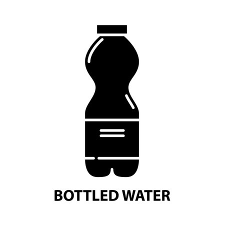 bottled water icon, black vector sign with editable strokes, concept illustrationのイラスト素材