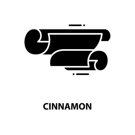 cinnamon icon, black vector sign with editable strokes, concept illustrationのイラスト素材