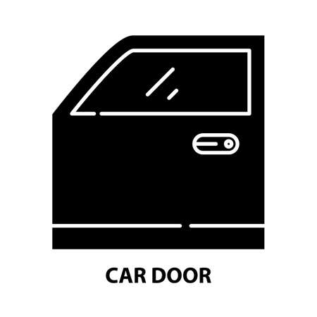 car door icon, black vector sign with editable strokes, concept illustrationのイラスト素材