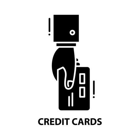 credit cards icon, black vector sign with editable strokes, concept illustrationのイラスト素材