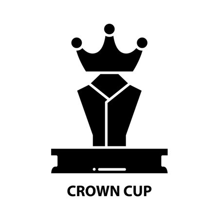 crown cup icon, black vector sign with editable strokes, concept illustrationのイラスト素材