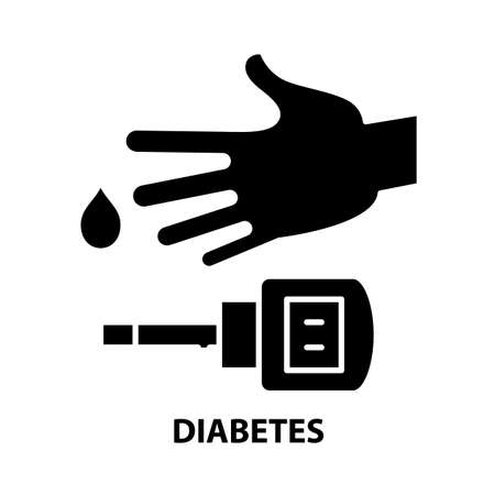diabetes icon, black vector sign with editable strokes, concept illustrationのイラスト素材