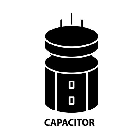 capacitor icon, black vector sign with editable strokes, concept illustrationのイラスト素材