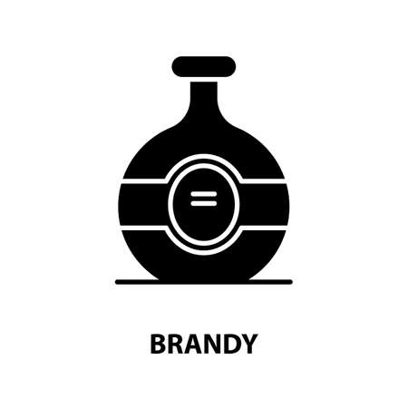 brandy icon, black vector sign with editable strokes, concept illustrationのイラスト素材