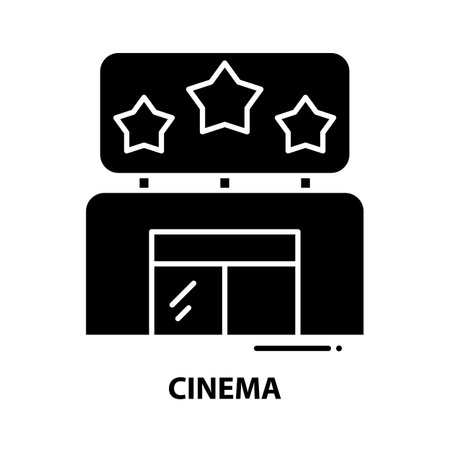 cinema icon, black vector sign with editable strokes, concept illustrationのイラスト素材