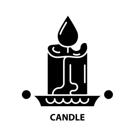 candle icon, black vector sign with editable strokes, concept illustrationのイラスト素材