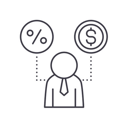 Interest rate concept icon, linear isolated illustration, thin line vector, web design sign, outline concept symbol with editable stroke on white background.のイラスト素材